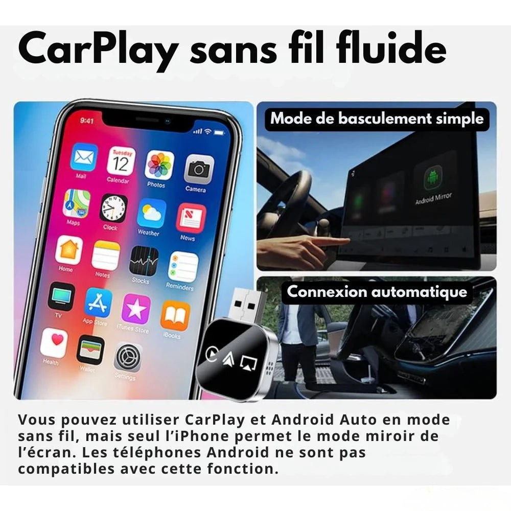 Adaptateur CarPlay Sans Fil 2026 (Android/Apple)