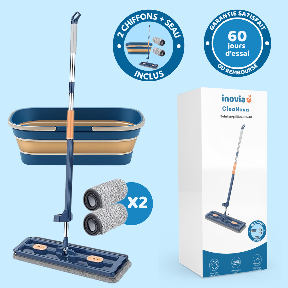 Cleanova – Balai serpillière rotatif avec technologie essorage intégré