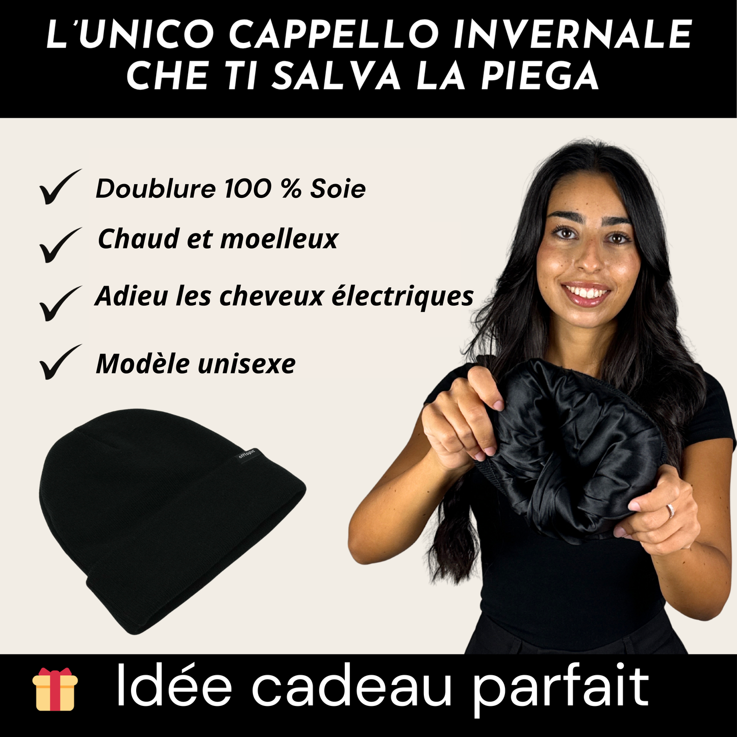 Bonnet d'hiver unisexe 100 % soie
