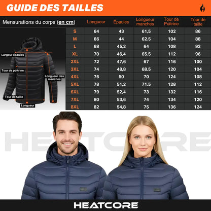 Heatcore Urban 8™ – Veste chauffante unisexe à manches longues (doudoune thermique)