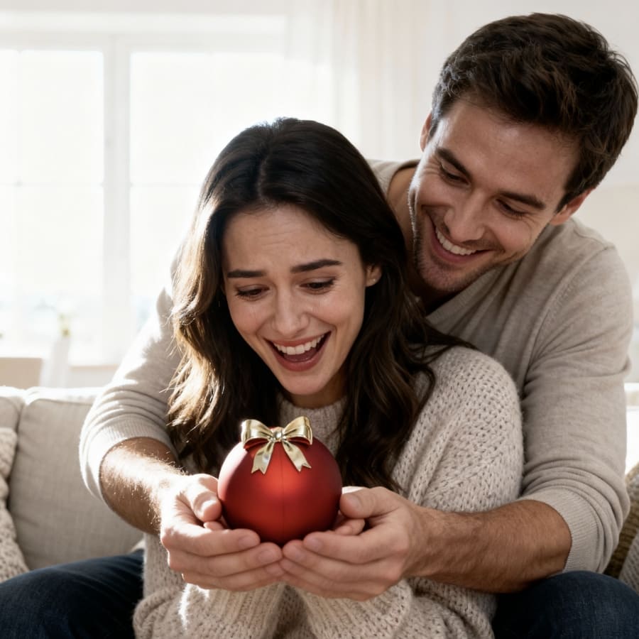 Ewige Rose in Kugelbox – Doppelherz-Halskette mit persönlicher Gravur